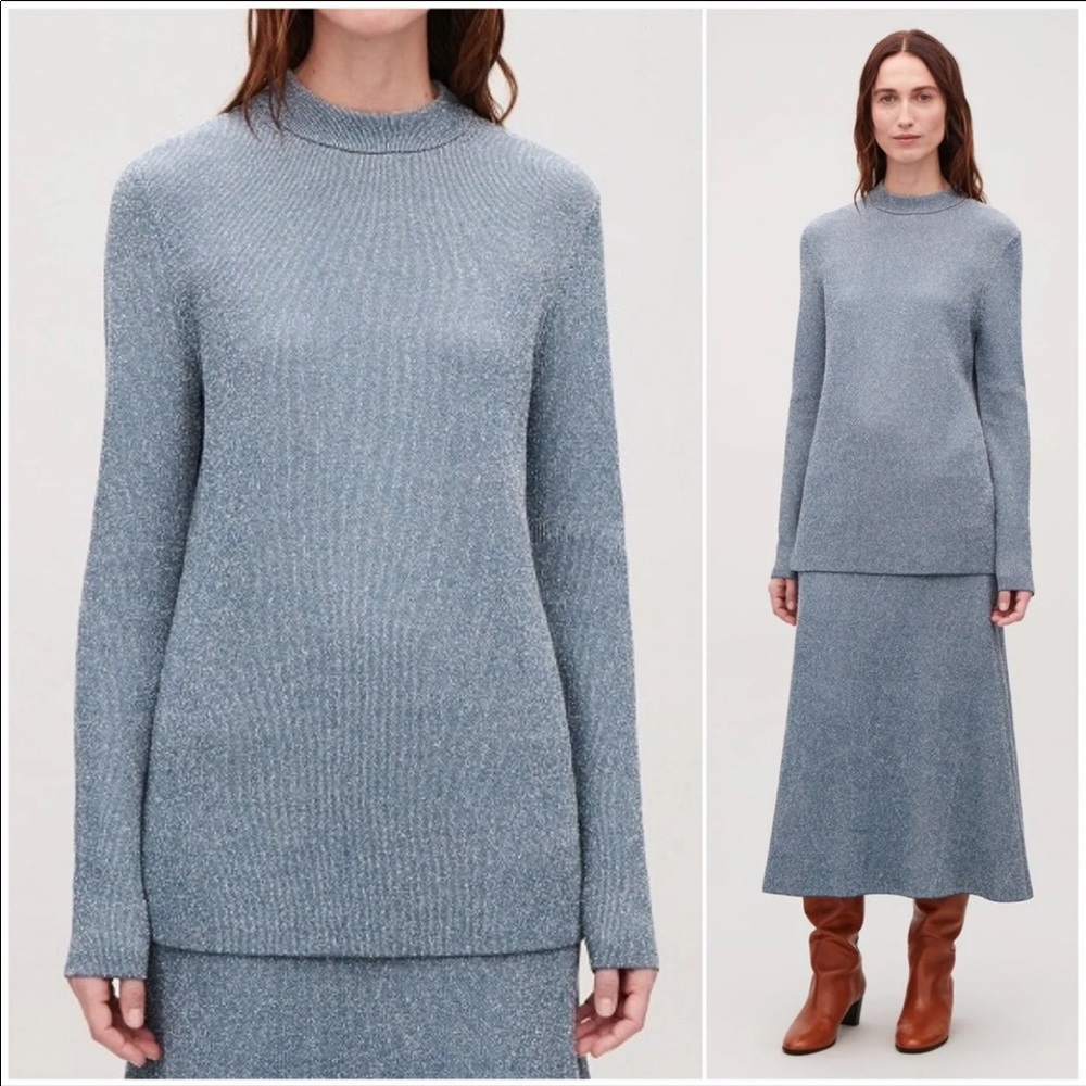 Cos Tweedy Mock Neck Sweater pullover